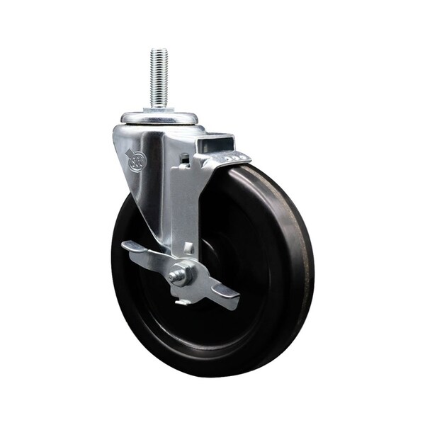 6 Inch Phenolic Wheel Swivel 58 Inch Threaded Stem Caster with Brake SCC